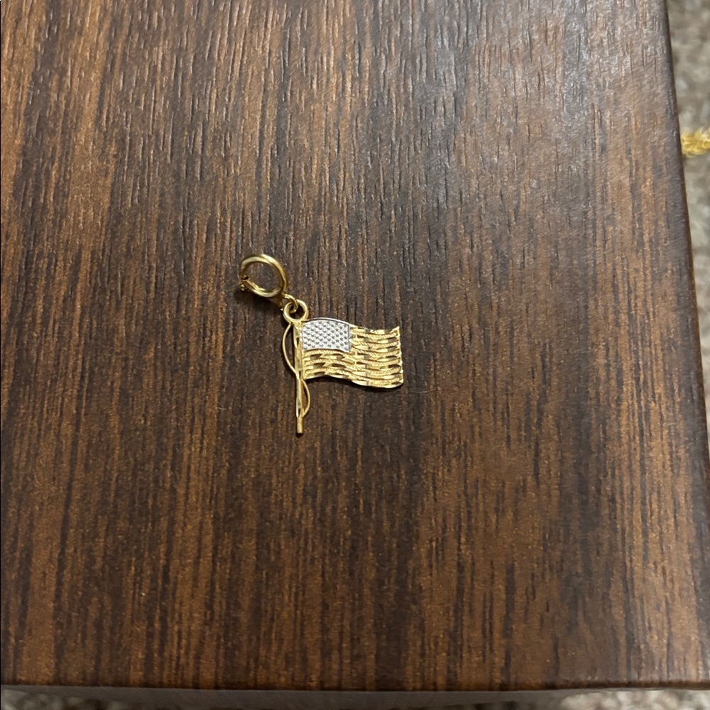 Michael Anthony 14K Gold and Silver American Flag Charm God Bless America